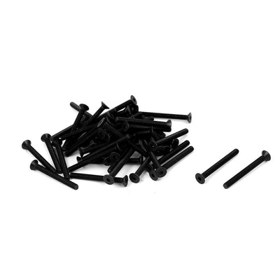 Harfington Uxcell M3x30mm 10.9 Carbon Steel Countersunk Head Hex Socket Screw Black 50pcs