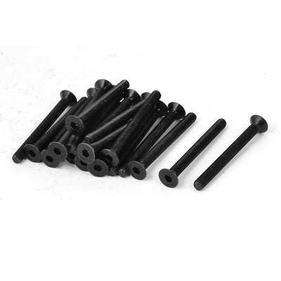 Harfington Uxcell M6x60mm 10.9 Carbon Steel Countersunk Head Hex Socket Screw Black 20pcs