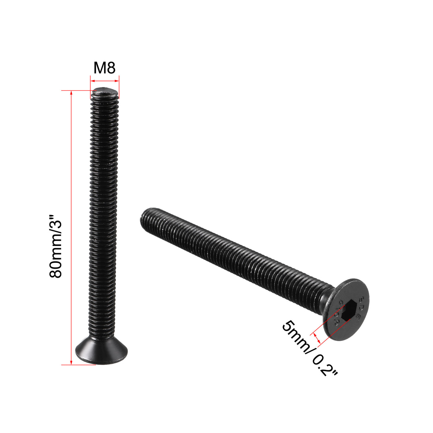 uxcell Uxcell 8 Stk M8x80mm 10.9 Kohlen Stahl Senkkopf Innensechskan Schraube DE de