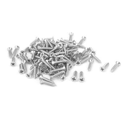 Harfington Uxcell M2.2 x 9.5mm Phillips Flat Head Self Tapping Screw Fasteners 100 Pcs