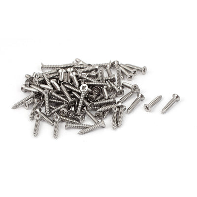 Harfington Uxcell M2.2 x 13mm Phillips Flat Head Self Tapping Screw Silver Tone 100 Pcs