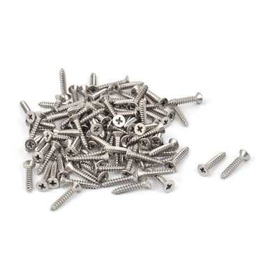 Harfington Uxcell M2.9 x 15mm Cross Head Countersunk Self Tapping Screw Fasteners 100 Pcs