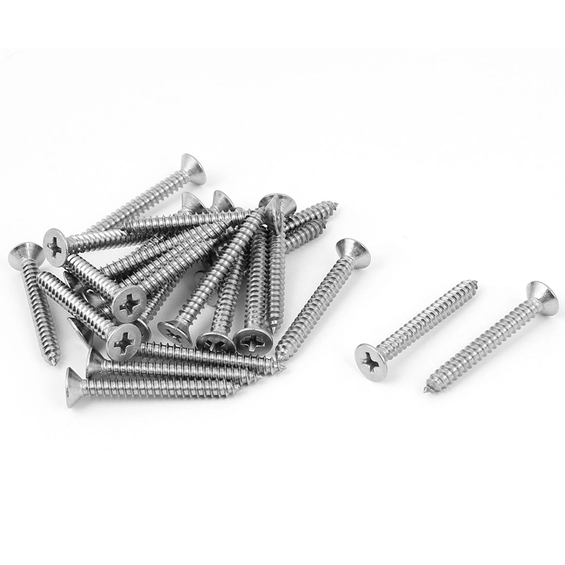 uxcell Uxcell M4.2 x 35mm Phillips Flat Head Self Tapping Screw Silver Tone 25 Pcs