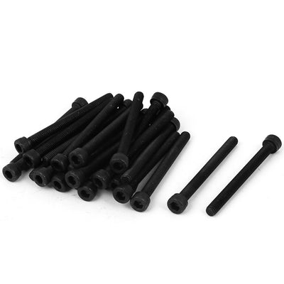 Harfington Uxcell M5 x 55mm Full Thread Carbon Steel Hex Socket Cap Head Screws Bolts Black 25 Pcs