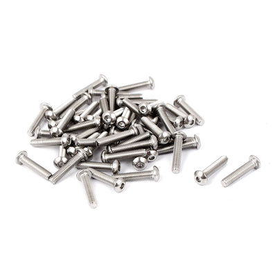 Harfington Uxcell M2.5 x 12mm Full Thread Button Head Socket Cap Screw Silver Tone 50 Pcs