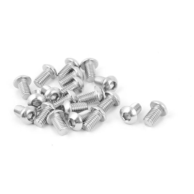 Harfington Uxcell M6 x 10mm Full Thread Button Head Socket Cap Screw Silver Tone 20 Pcs