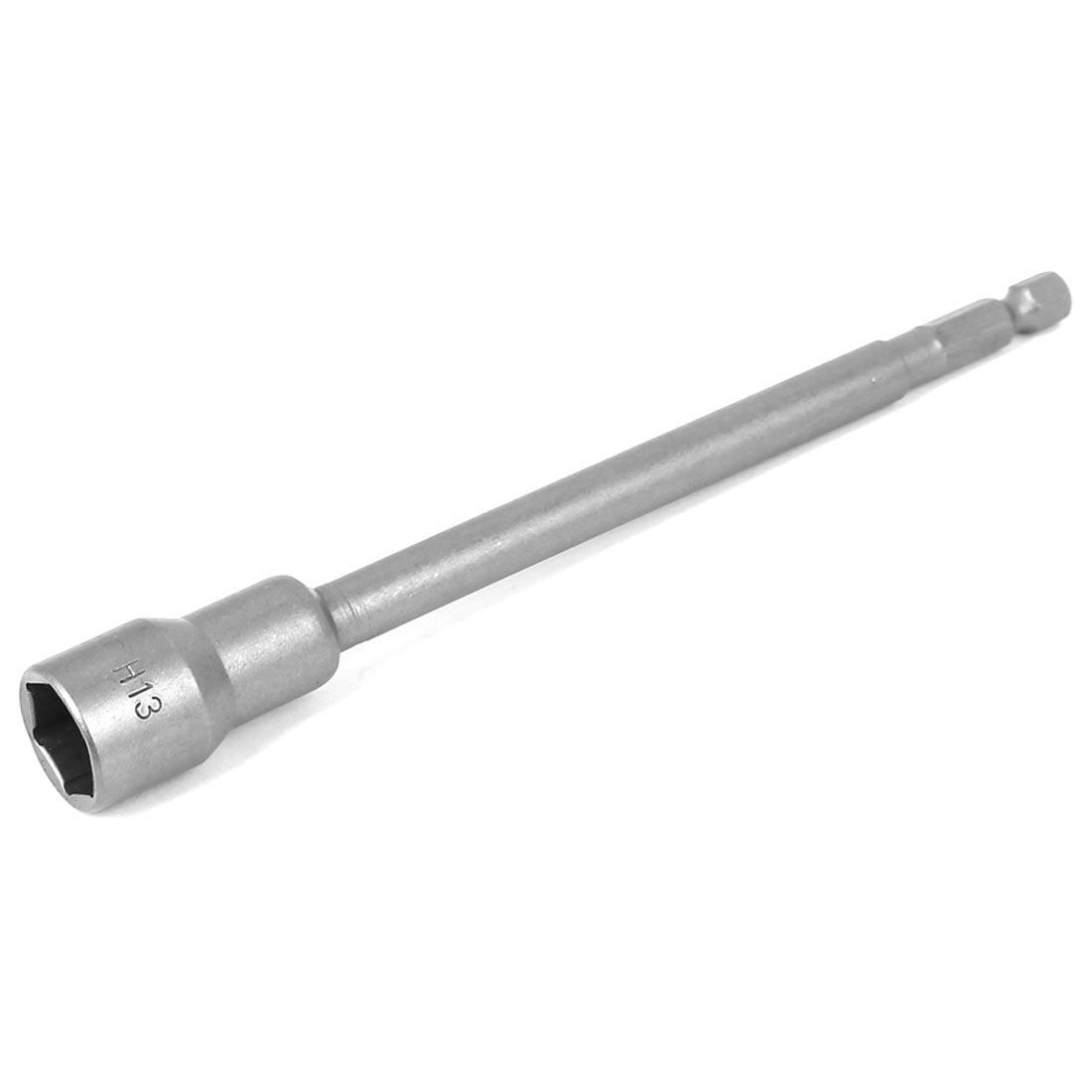 uxcell Uxcell 1/4" Hex Shank 13mm Metal Socket Nut Setter Bit Gray 150mm Long