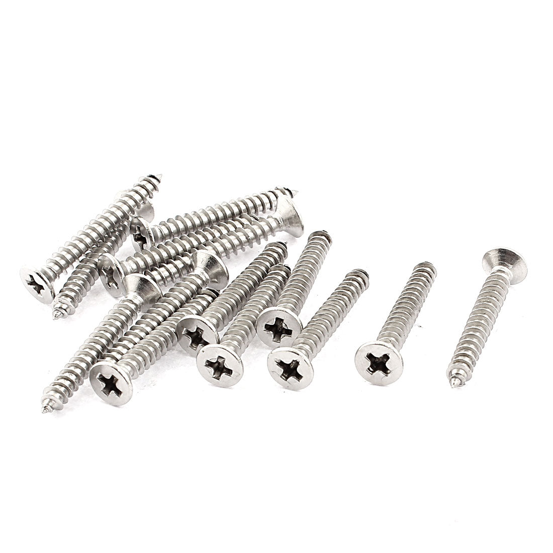 uxcell Uxcell 14pcs Stainless Steel Flat Head Phillips Self-Tapping Wood Screw 30mm x 4mm