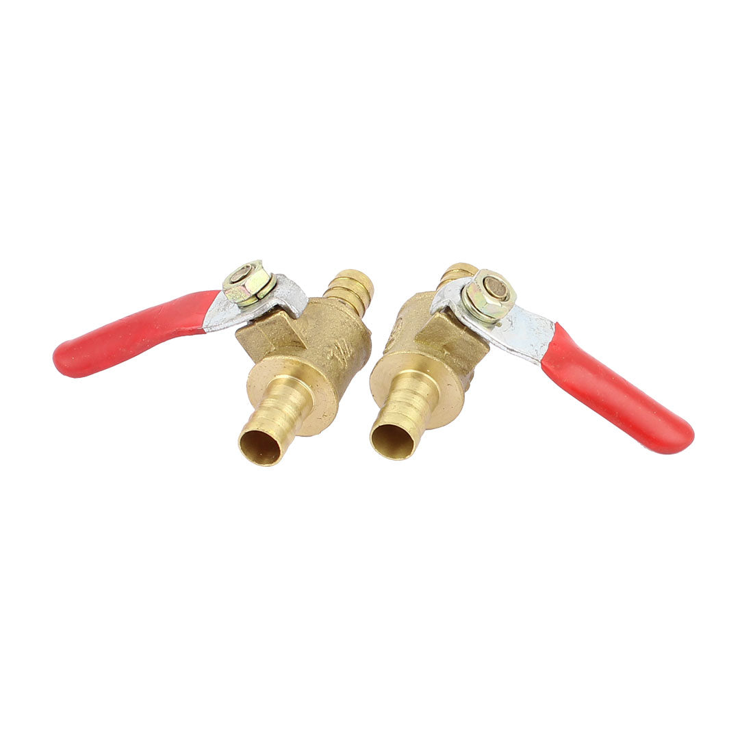 uxcell Uxcell 2pcs 8mm Barb Outer Dia Air Gas Water Pipe Outlet 180 Degree Red Plastic Coated Handle Ball Valve Controller