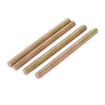 Harfington Uxcell 1.25mm Pitch M8 x 100mm Male Threaded Rod Bar Stud Bronze Tone 4 Pcs