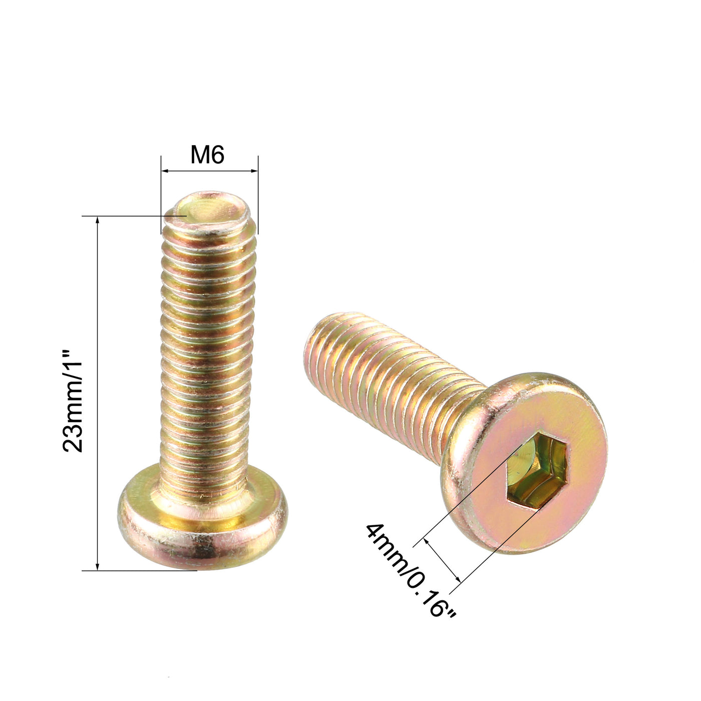 uxcell Uxcell M6 x 20mm Full Threaded Hex Socket Head Cap Screw Bolt Bronze Tone 10 Pcs