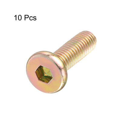 Harfington Uxcell M6 x 20mm Full Threaded Hex Socket Head Cap Screw Bolt Bronze Tone 10 Pcs