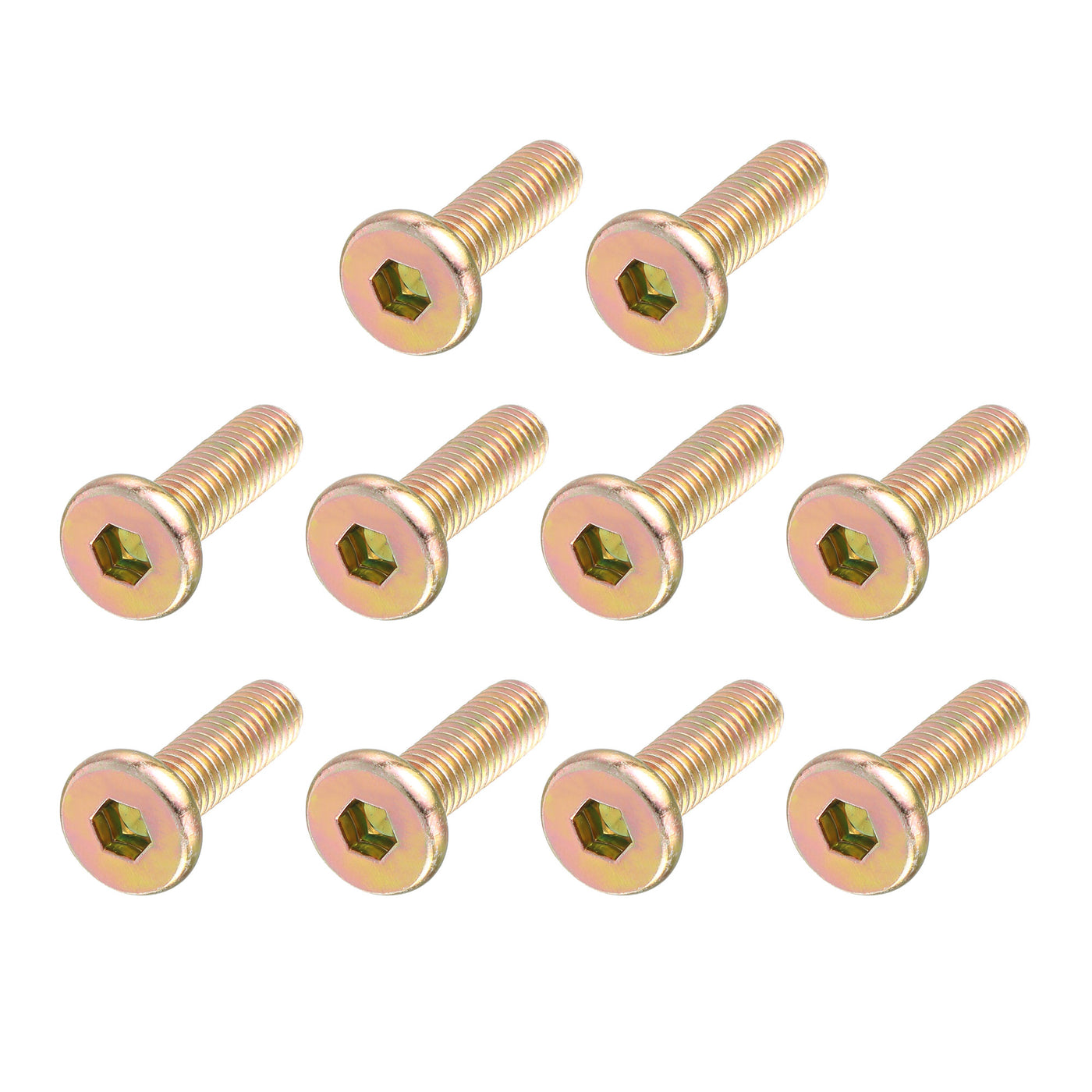 uxcell Uxcell M6 x 20mm Full Threaded Hex Socket Head Cap Screw Bolt Bronze Tone 10 Pcs