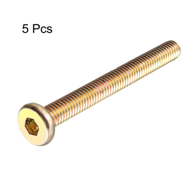 Harfington Uxcell M6 x 55mm Male Thread Hex Socket Head Cap Screw Bolt Bronze Tone 5 Pcs