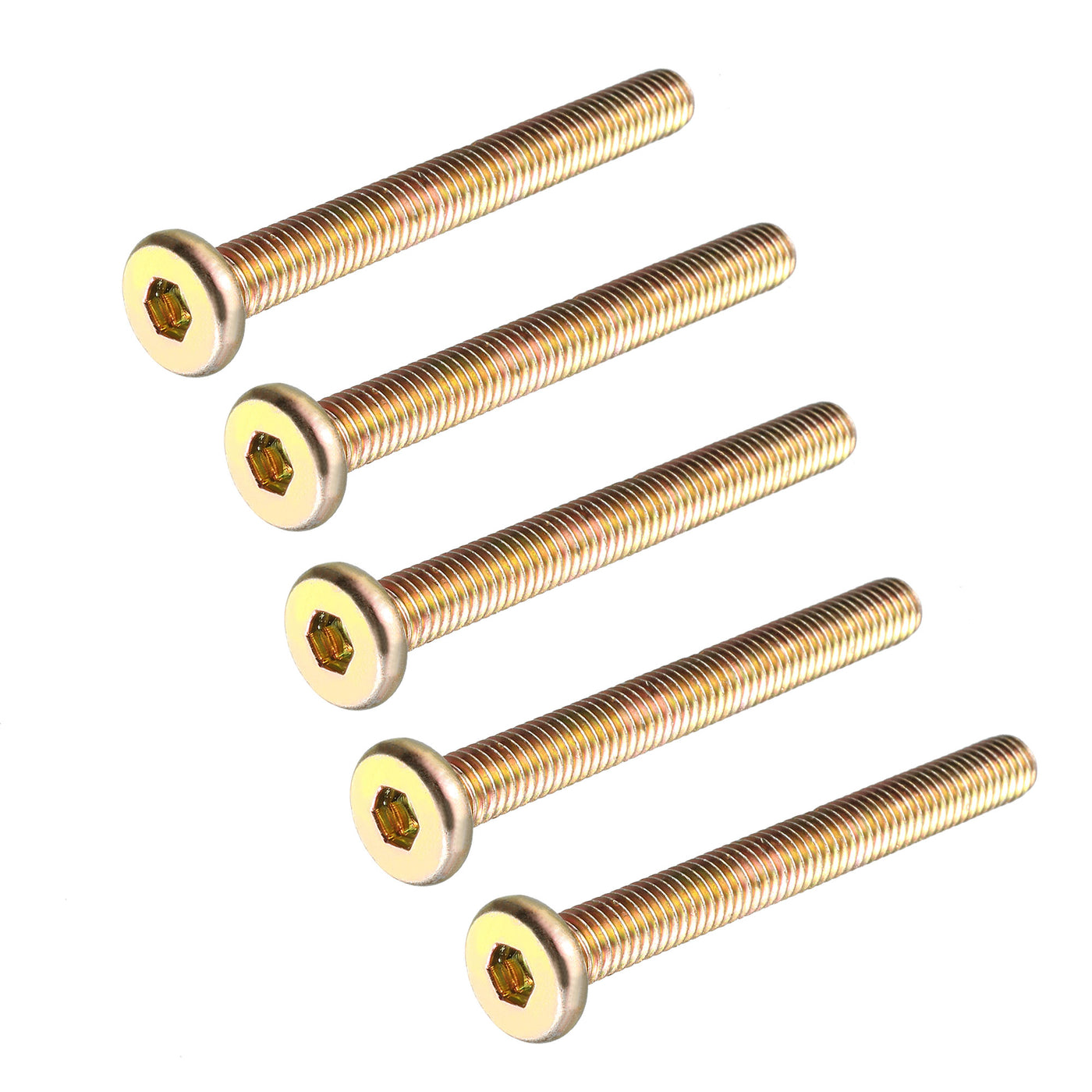 uxcell Uxcell M6 x 55mm Male Thread Hex Socket Head Cap Screw Bolt Bronze Tone 5 Pcs