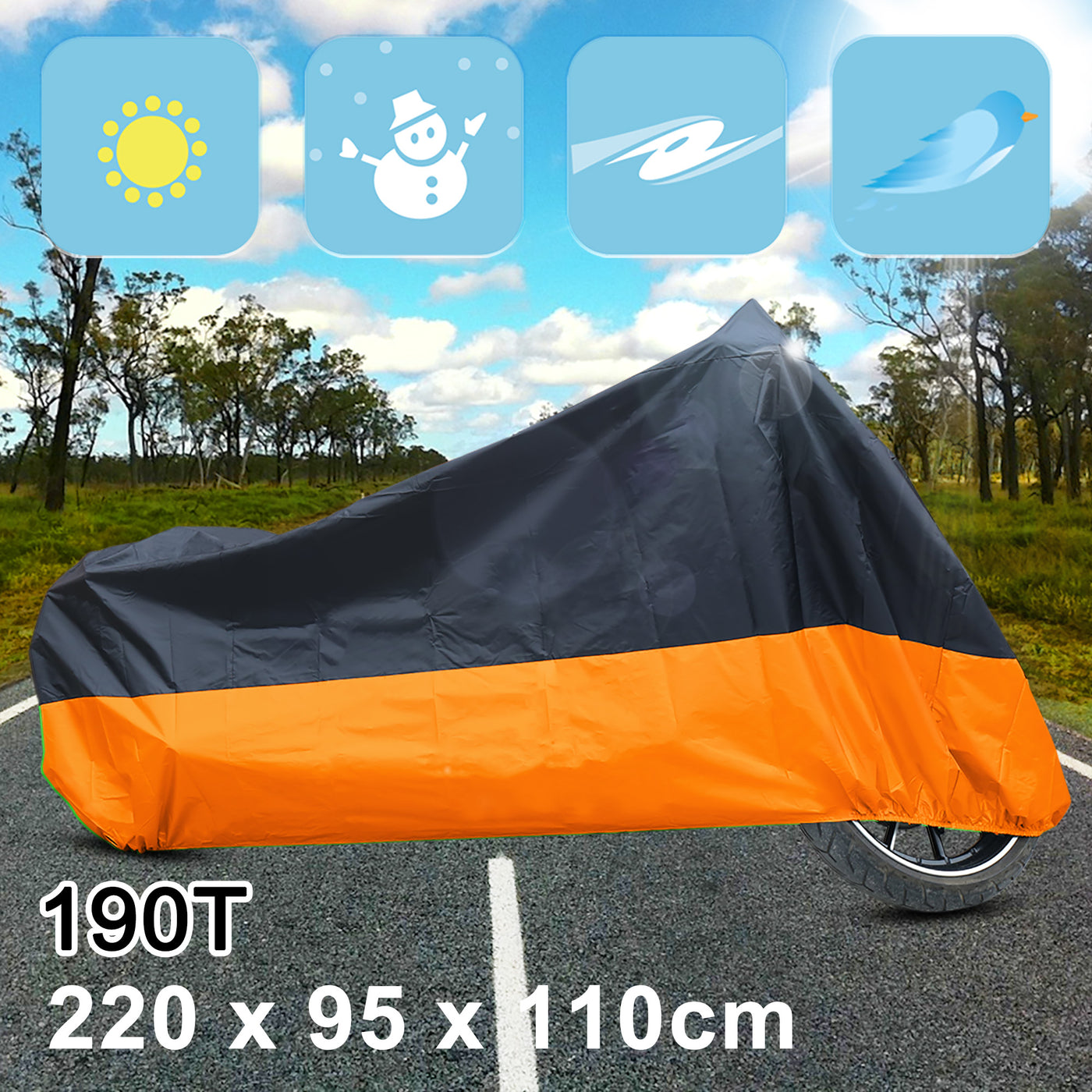 uxcell Uxcell L 180T Regen Staub Motorrad Abdeckung Schwarz Orange Außen UV Schutz DE de