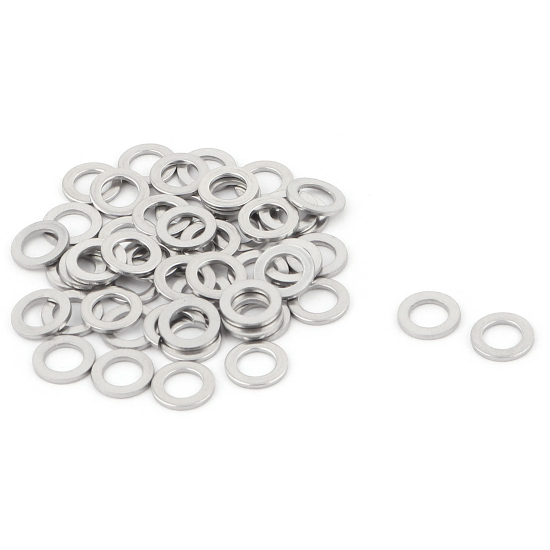 uxcell Uxcell 50 Pcs Stainless Steel 5.5mm Inner Dia Flat Washers Screws Bolts Silver Tone