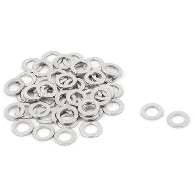 Harfington Uxcell 50 Pcs Stainless Steel 5.5mm Inner Dia Flat Washers Screws Bolts Silver Tone