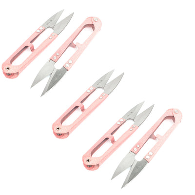 Harfington Uxcell 5 Pcs Metal Grip Fishing Line Cross Stitch Craft Yarn Scissors Thread Cutter Pink