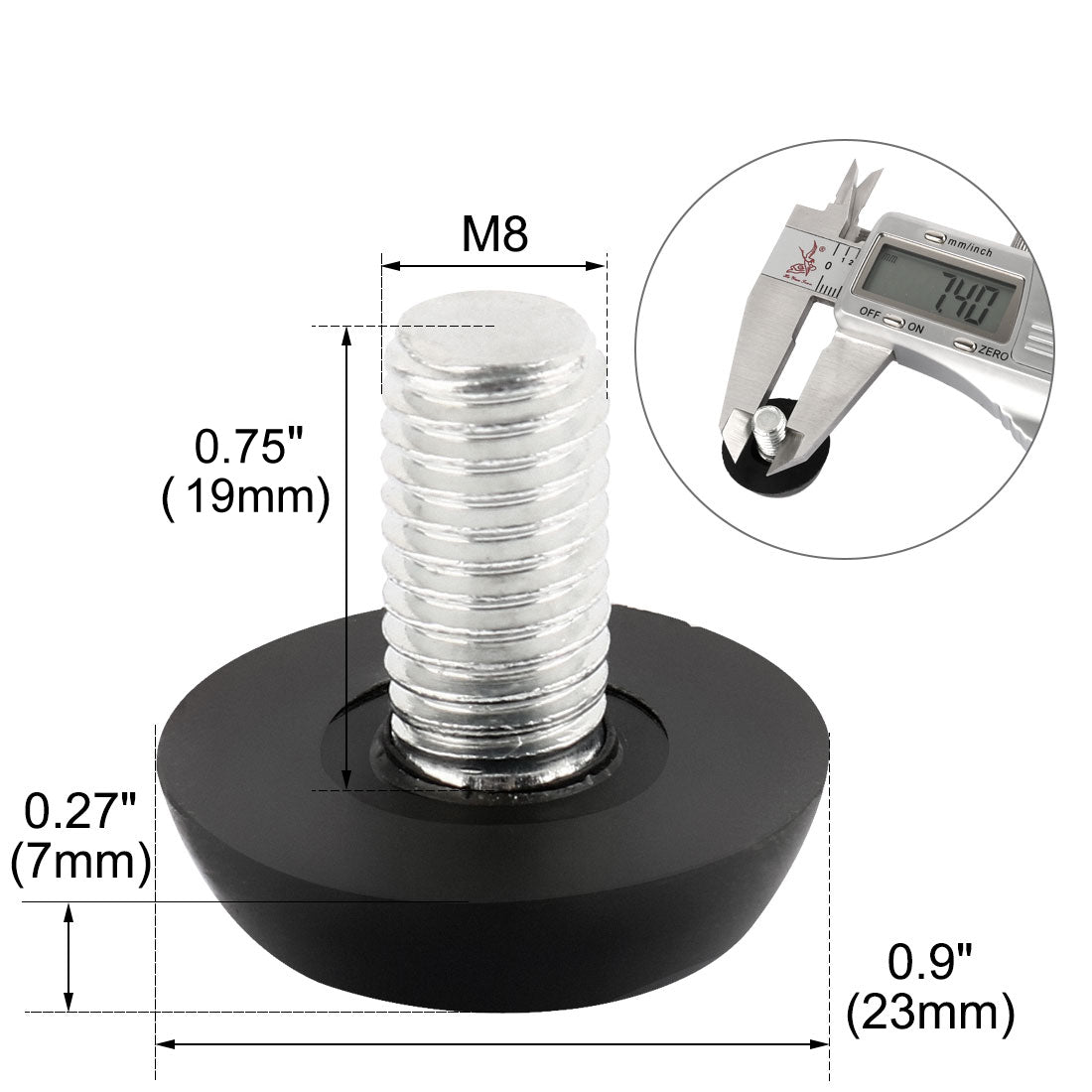 uxcell Uxcell 23mm Dia Base 8mm Thread Screw On Type Furniture Glide Leveling Foot Black 4pcs