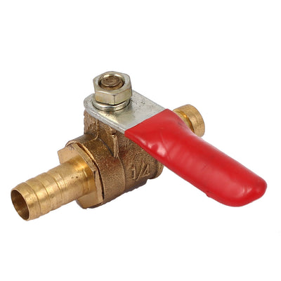 Harfington Uxcell Water Tube 8mm Hose Barb 2 Ways Lever Handle Full Port Brass Ball Valve