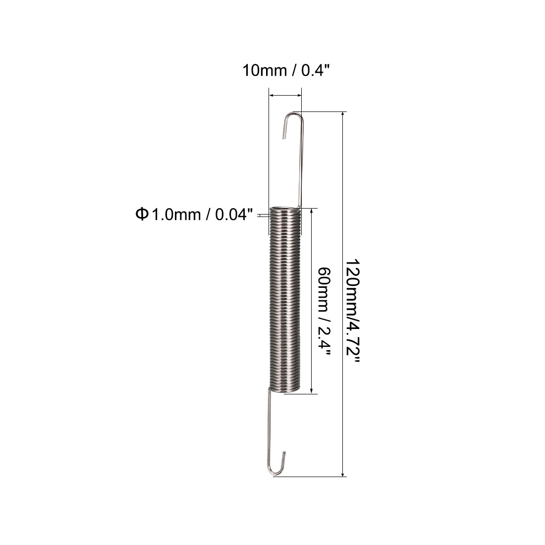 uxcell Uxcell 1mm Wire Diax10mm ODx120mm Length Spring Steel Tension Spring 3pcs