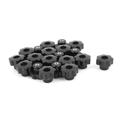 Harfington Uxcell M6 x 32mm Plastic Star Head Screw Through Hole Clamping Knob Grip Black 20pcs