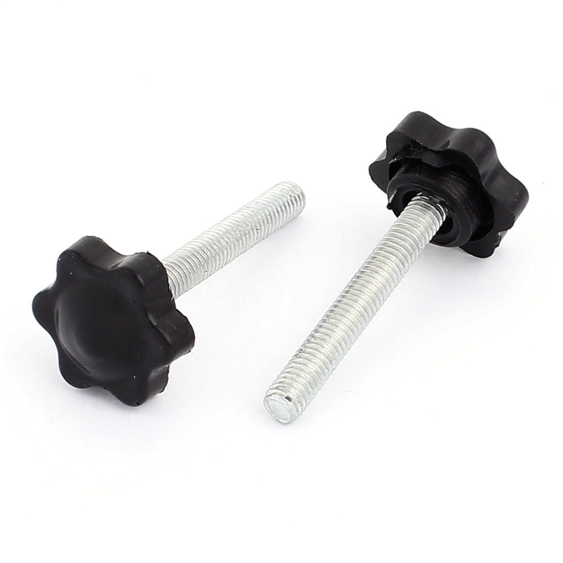 uxcell Uxcell M6 x 40mm Male Thread 25mm Hex Shaped Head ClampingScrew Knob Grip Black 5pcs