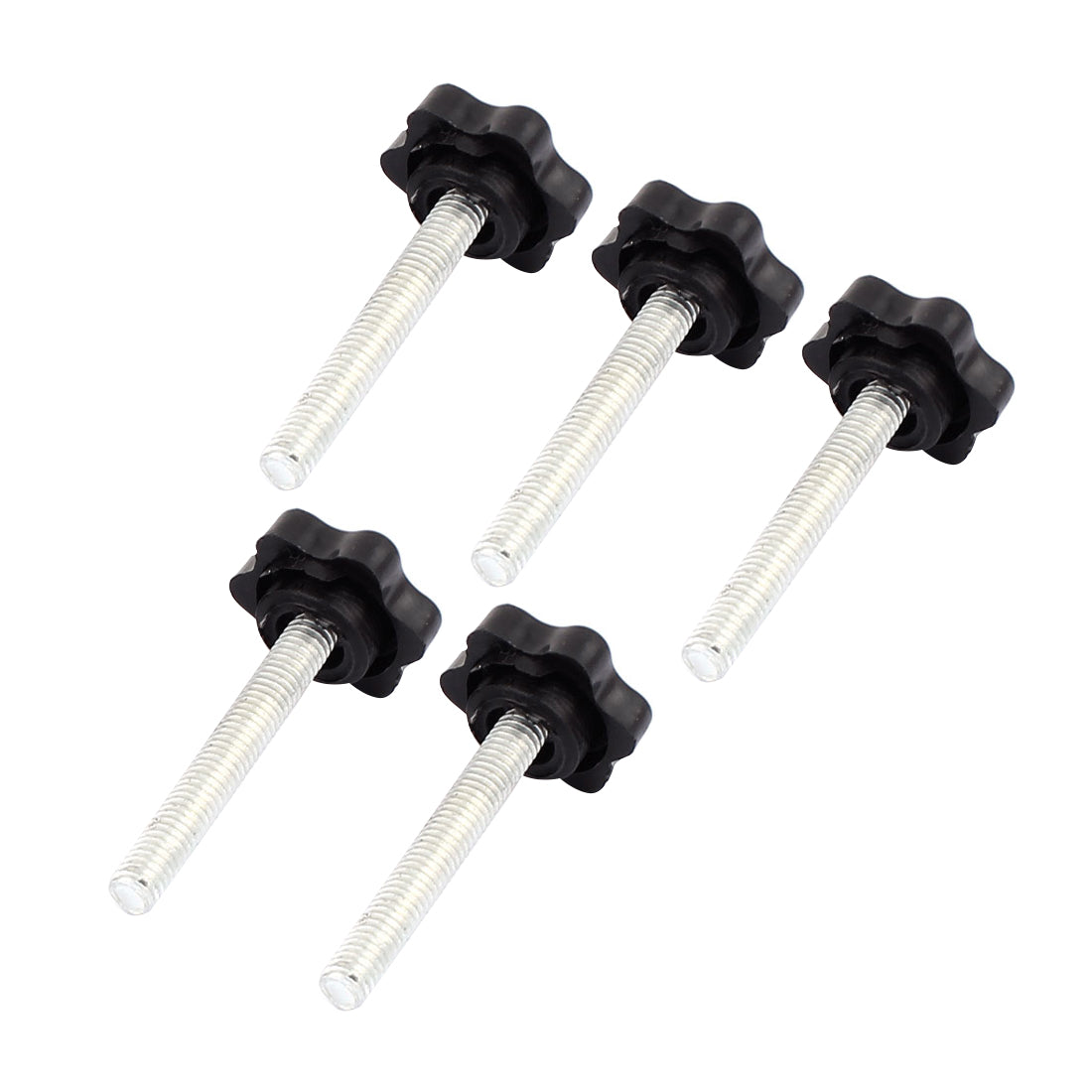 uxcell Uxcell M6 x 40mm Male Thread 25mm Hex Shaped Head ClampingScrew Knob Grip Black 5pcs