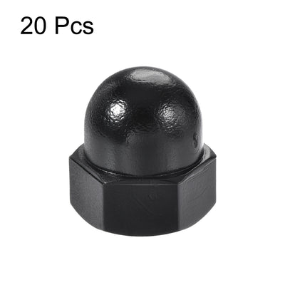 Harfington Uxcell M6 Thread Dia Dome Head Nylon Cap Acorn Hex Nuts Black 20pcs