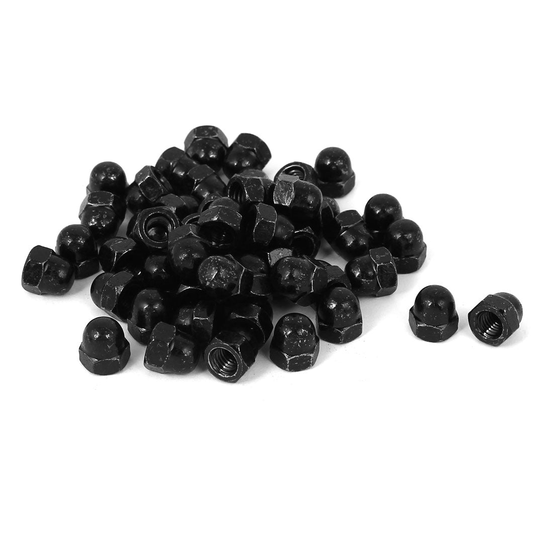 uxcell Uxcell M6 Thread Dia Dome Head Carbide Steel Cap Acorn Hex Nuts Black 50pcs