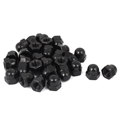 Harfington Uxcell M8 Thread Dia Dome Head Carbide Steel Cap Acorn Hex Nuts Black 30pcs