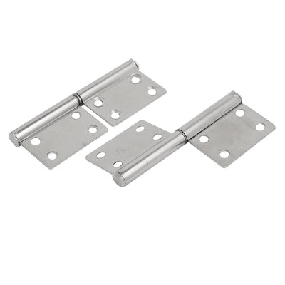 Harfington Uxcell 4-inch Length Stainless Steel Two Leaves Detachable Flag Hinges Silver Tone 2pcs