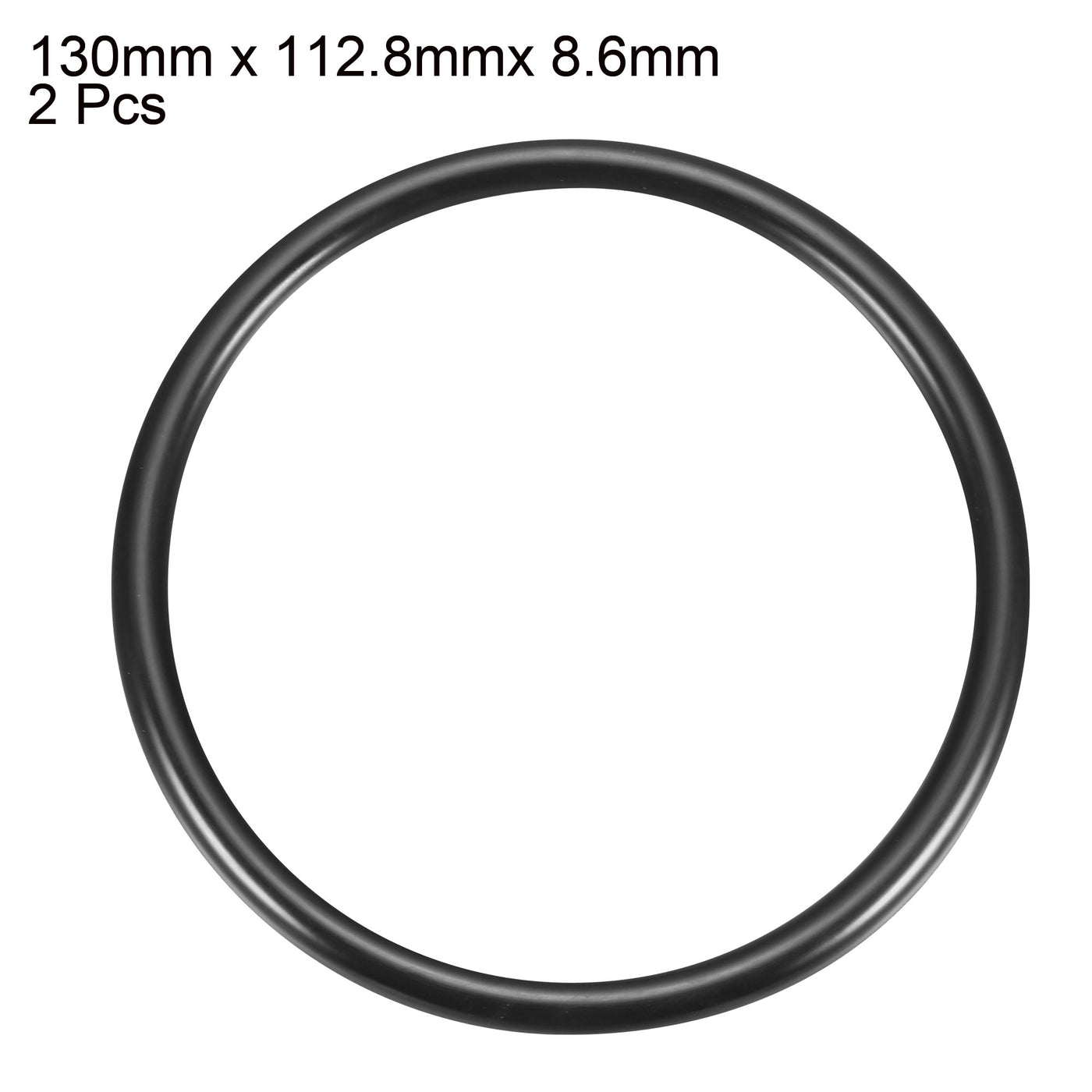 uxcell Uxcell 2Pcs Black Universal O-Ring 130mm x 8.6mm Material Oil Seal Washers Grommets