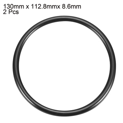 Harfington Uxcell 2Pcs Black Universal O-Ring 130mm x 8.6mm Material Oil Seal Washers Grommets