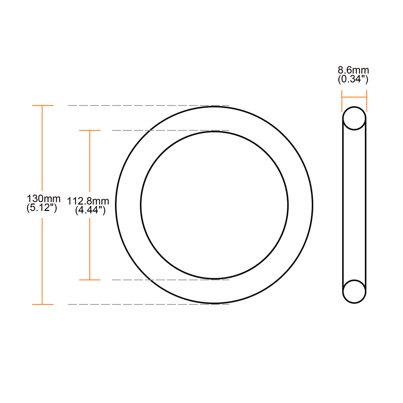 uxcell Uxcell 2Pcs Black Universal O-Ring 130mm x 8.6mm Material Oil Seal Washers Grommets