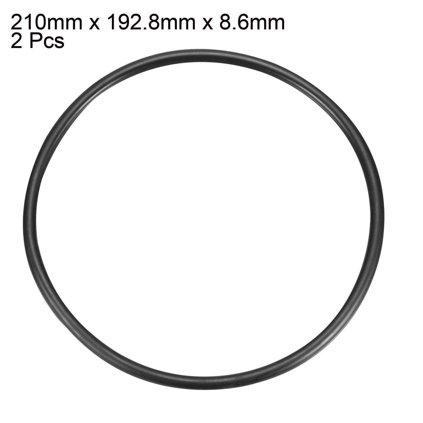 uxcell Uxcell 2Pcs Black Universal O-Ring 210mm x 8.6mm Material Oil Seal Washers Grommets