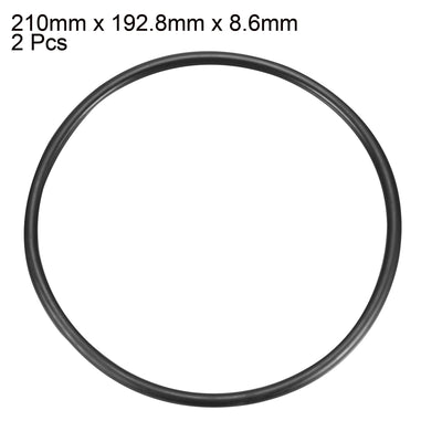 Harfington Uxcell 2Pcs Black Universal O-Ring 210mm x 8.6mm Material Oil Seal Washers Grommets