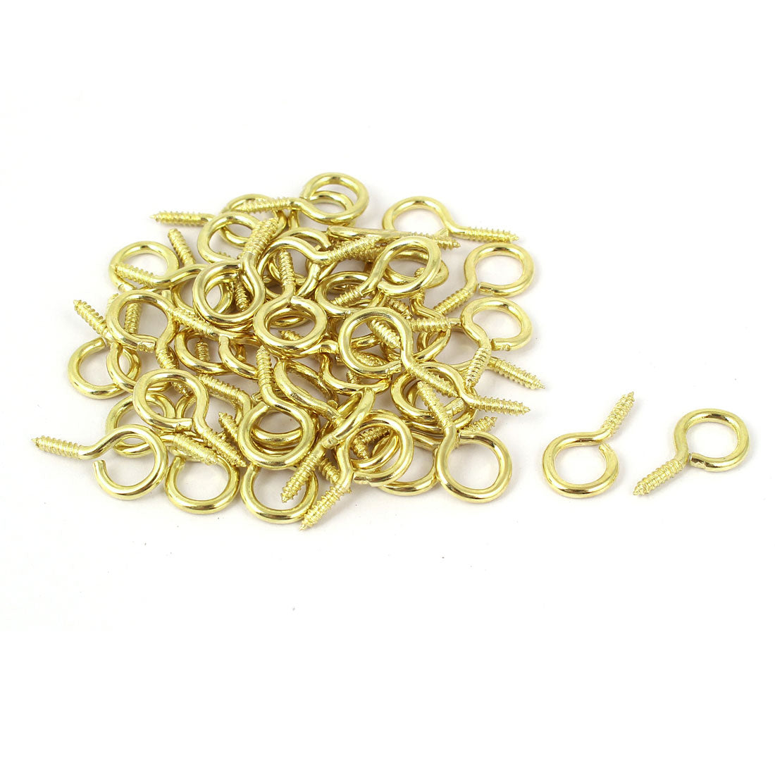 uxcell Uxcell Jewelry Garden Vine Wire 2.1mm Thread Dia Eyelet Screw Eye Hook Gold Tone 50pcs