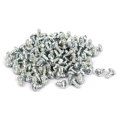 Harfington Uxcell M3x6mm Zinc Plated Phillips Round Head Self Tapping Screws Fastener 100pcs