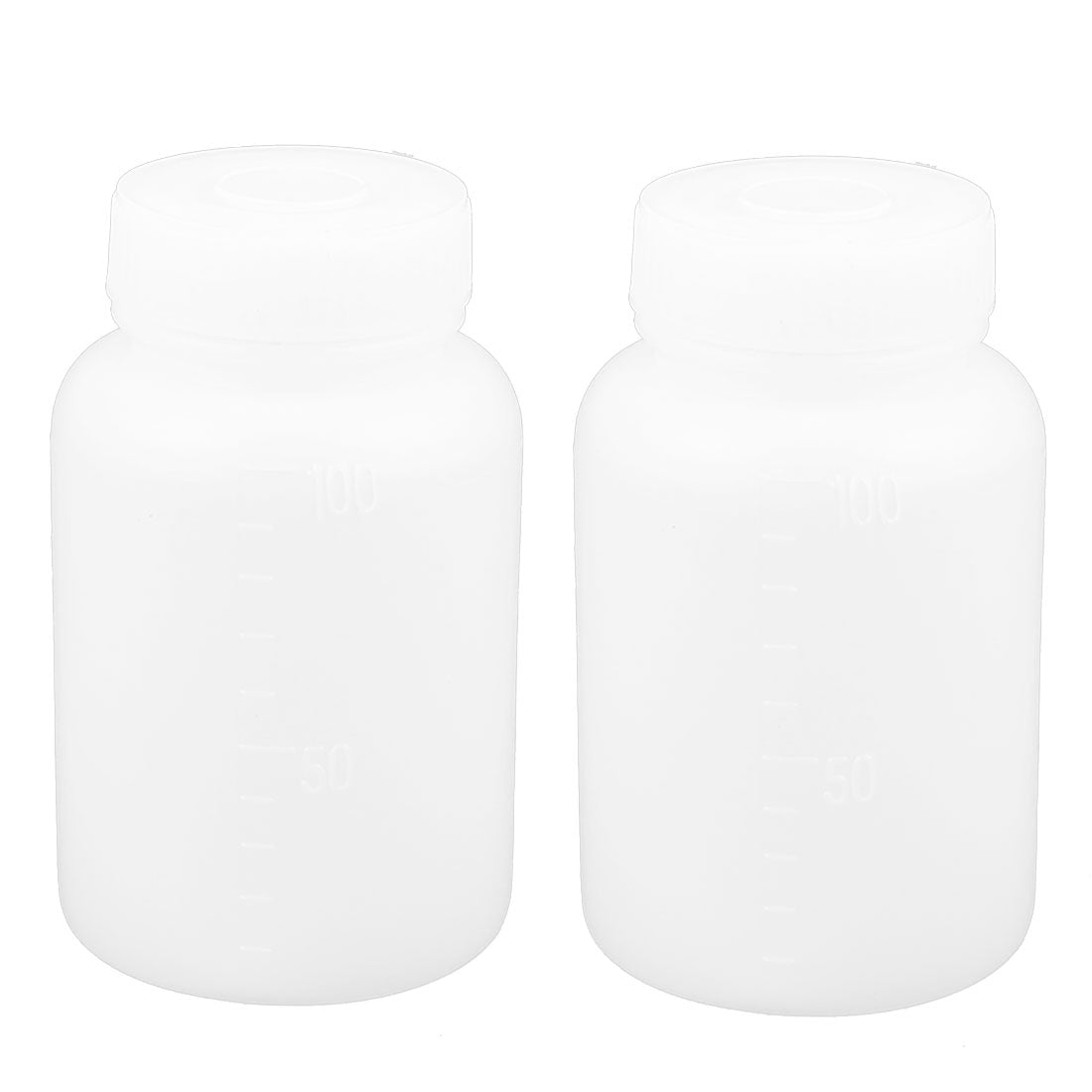 uxcell Uxcell 2 Pcs 100mL Laboratory Chemical Storage Case White Plastic Clear Bottle