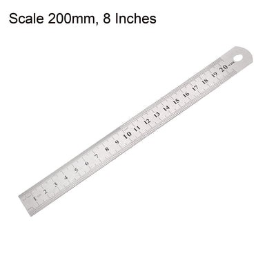 Harfington Uxcell Office   Metal Measuring Tool Straight Edge Ruler Silver Tone 20cm 8 Inch