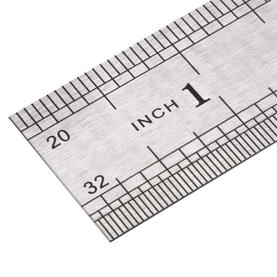 Harfington Uxcell Office   Metal Measuring Tool Straight Edge Ruler Silver Tone 20cm 8 Inch