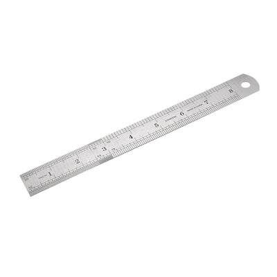 Harfington Uxcell Office   Metal Measuring Tool Straight Edge Ruler Silver Tone 20cm 8 Inch