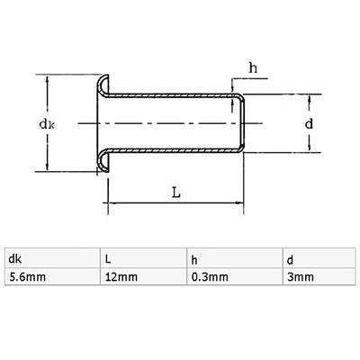 Harfington Uxcell 3mm x 12mm Double Sided Brass Hollow Rivets Grommets Tool 100 Pcs