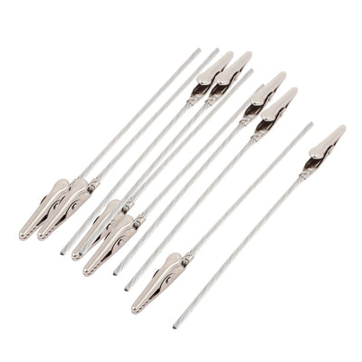 Harfington Uxcell Non-insulated Electric Test Crocodile Metal Alligator Clips Silver Tone 4.7 Inch Long 10pcs