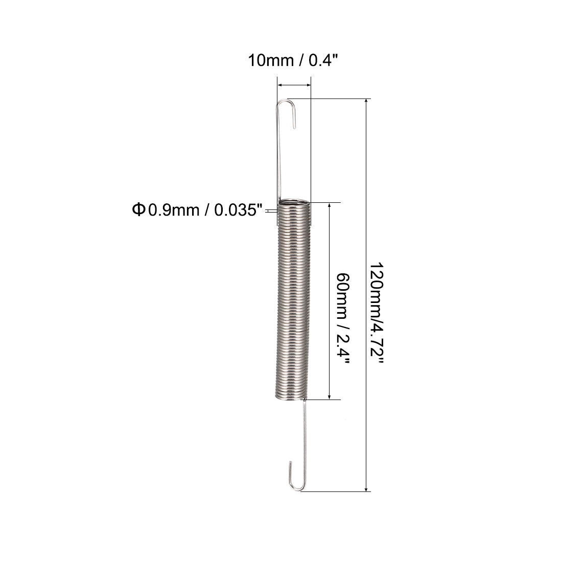 uxcell Uxcell 0.9mm Wire Diax10mm ODx120mm Length Spring Steel Tension Spring 2pcs