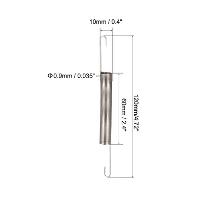 Harfington Uxcell 0.9mm Wire Diax10mm ODx120mm Length Spring Steel Tension Spring 2pcs