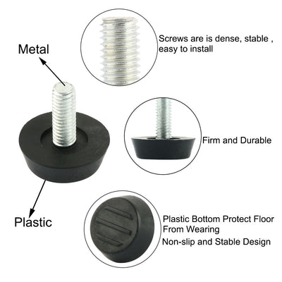 Harfington Uxcell 10pcs M6x16mm Thread Table Desk Screw On Adjustable Levelling Foot Feet 22mm Base