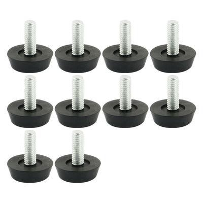 Harfington Uxcell 10pcs M6x16mm Thread Table Desk Screw On Adjustable Levelling Foot Feet 22mm Base